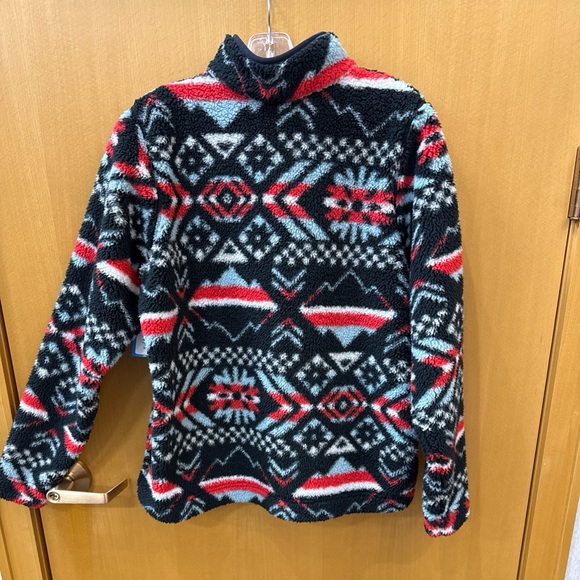 Columbia Black and Red Geometric Fleece Jacket NWT - Picture 4 of 6